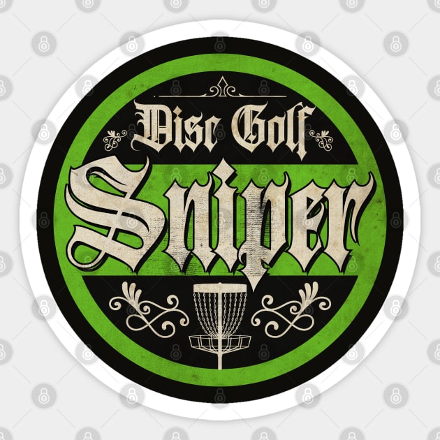 Vintage Green Disc Golf Sniper Sticker by CTShirts